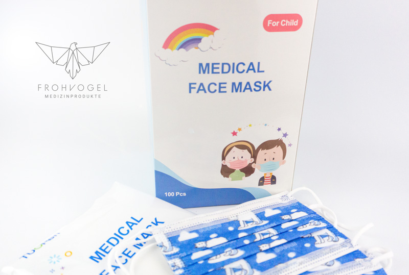TUORen Medizinische Gesichtsmaske - OP-Maske für Kinder - Paket - Vorne - Packung - 100 Stück
